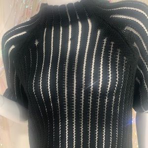 Bebe Black Acrylic Short Sleeve Sweater Top